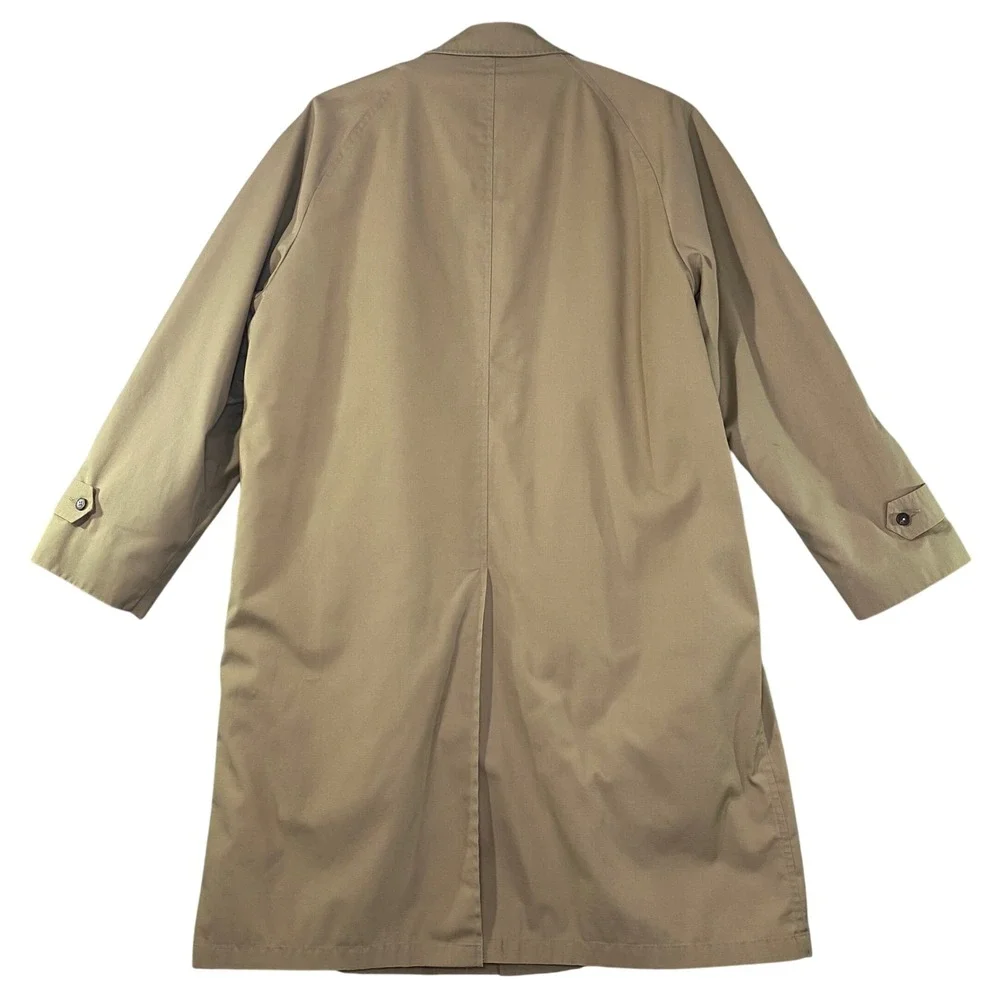 Vintage Botany 500 Trench Coat Men 44‎ Long Tan Faux Fur Lined Overcoat Flaw GUC